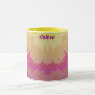 Mug ANTHEA ~Zany 3D Fractal ~ Rose violet bleu jaune