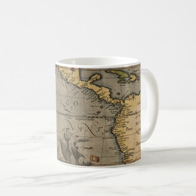 Mug Antique vieille carte inspirée (14) étiquette de b (Devant droit)