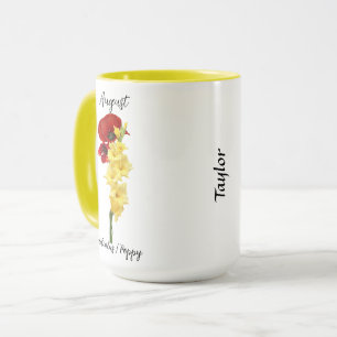 Mug Août Fleur de naissance Gladiolus et Poppy