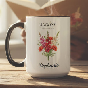 Mug Août Glaïeul Pavot Mois de Naissance Grand-mère