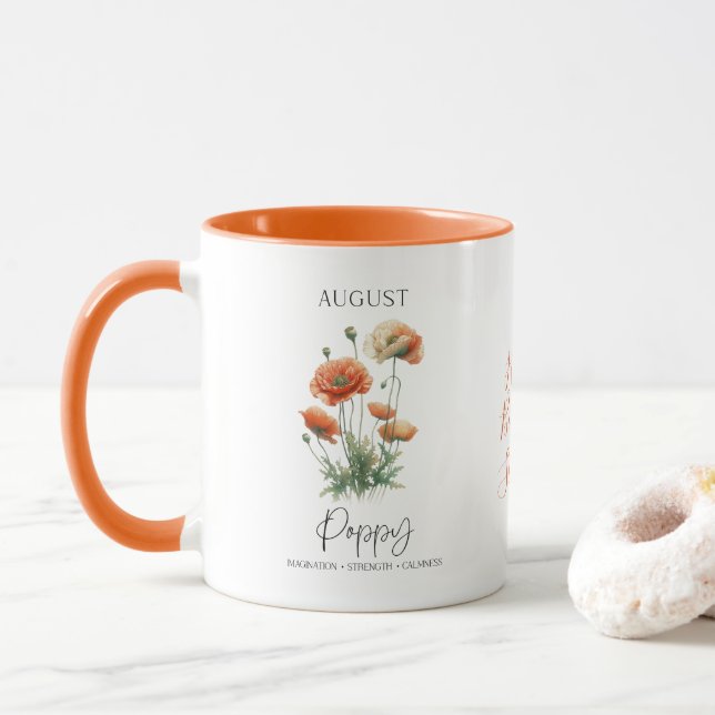 Mug Août Mois de naissance Fleur Poppy Anniversaire Ca (Avec donut)
