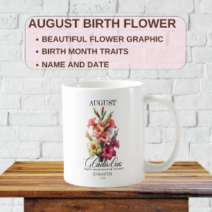 Mug Août personnalisable Fleur d'anniversaire Gladiolu