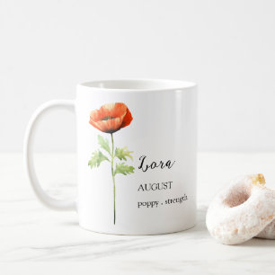 MUG AOÛT POPPY NAISSANCE FLEURS MOIS NOM CADEAU