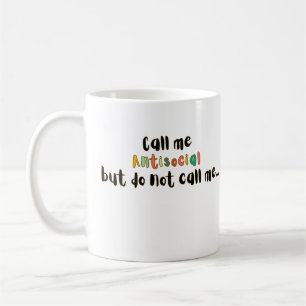 Mug Appelez-Moi Introverti Amusant Antisocial Design S