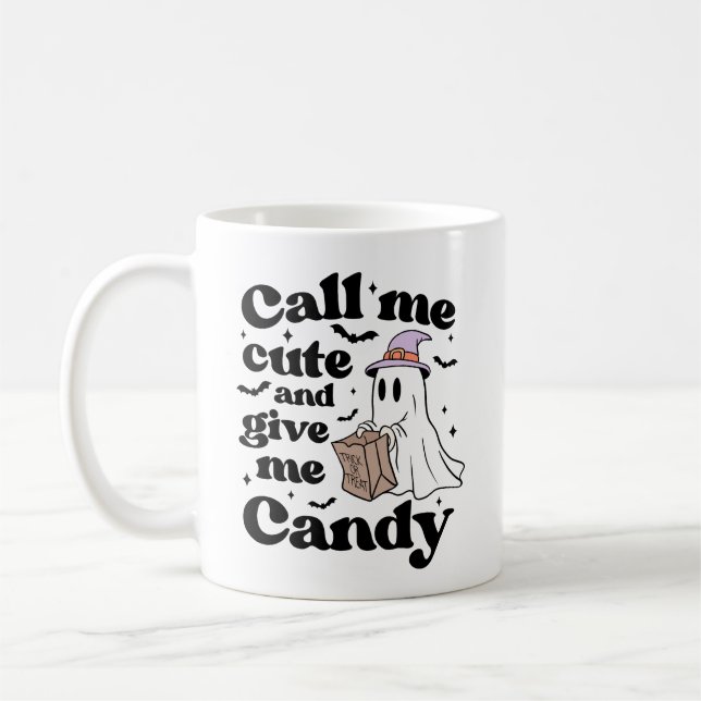 Mug Appelle-moi mignonne et donne-moi des bonbons amus (Gauche)
