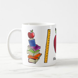 Mug Apple avec la pile de livre ajoutent le nom