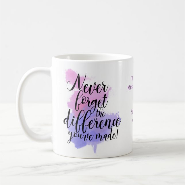 Mug Appréciation de l'enseignant Aquarelle N'oubliez j (Gauche)