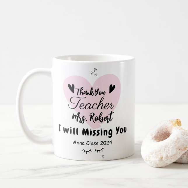 Mug Appréciation de l'enseignant Merci École sur mesur (Avec donut)