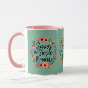 Mug Appréciez les moments simples Citation florale boh