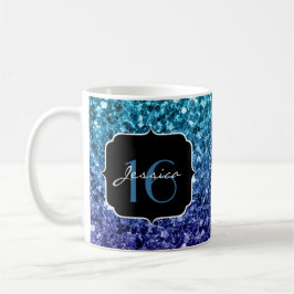 Mug Aqua bleu Ombre parties scintillant scintille Swee
