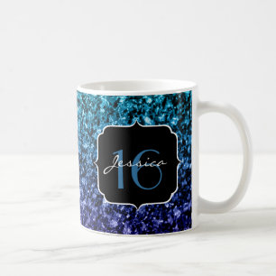 Mug Aqua bleu Ombre parties scintillant scintille Swee