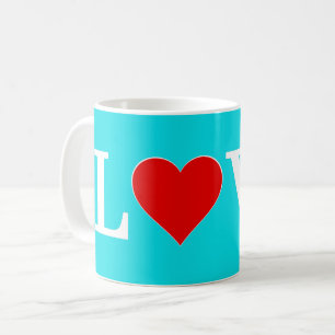 Mug Aqua Blue LOVE Moderne Élégant