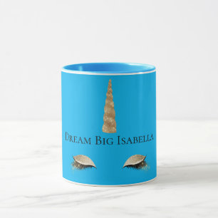 Mug Aqua Blue Sparkle Gold Glam Unicorn