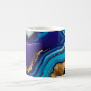 Mug Aqua Gold Blue Purple Veins Agate