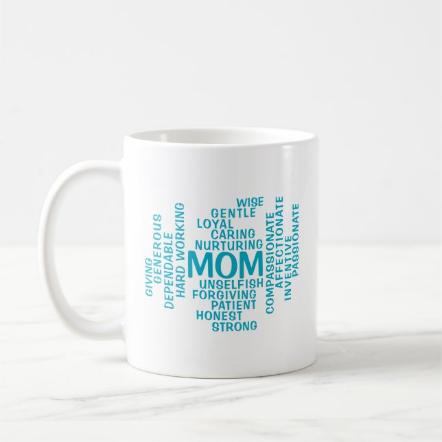 Mug Aqua Maman Typographie Mot Cloud (Gauche)