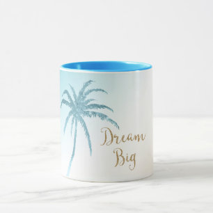 Mug Aqua Peach White Palm Tree Gold Dream