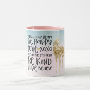 Mug Aqua Yellow Rose Aquarelle Inspirational Unicorne