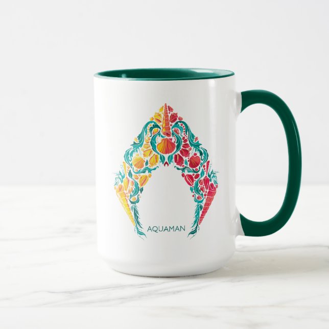 Mug Aquaman | Aquaman et logo orienté de coquillage de (Droite)