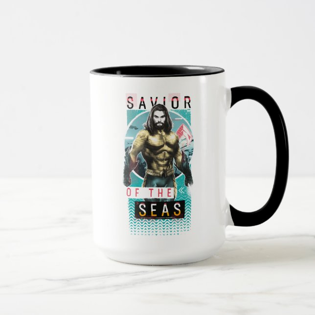 Mug Aquaman | "Sauveur Des Mers" Graphique Moderniste (Droite)