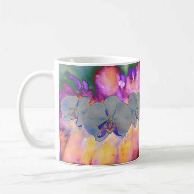 Mug Aquarelle Abstraite orchidées tropicales (Gauche)