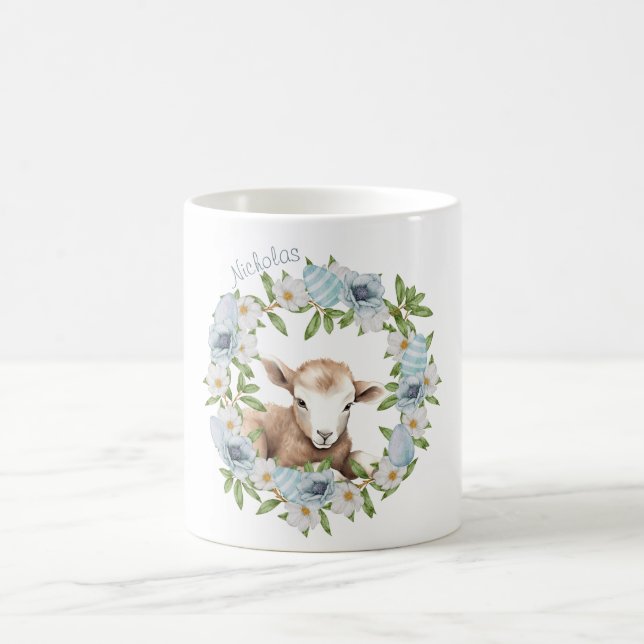 Mug Aquarelle Agneau de Pâques Personnalisé (Centre)