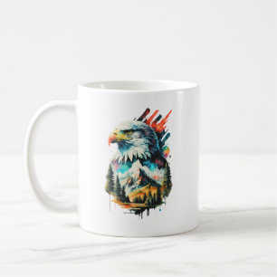 Mug Aquarelle Aigle & Art de paysage de montagne