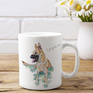 Mug Aquarelle Allemande Berger Malinois Personnalisé