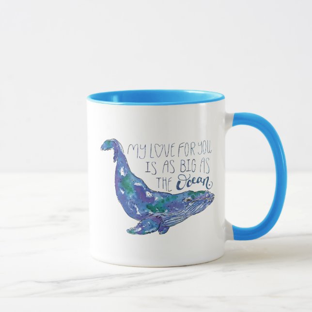 Mug Aquarelle - Amour aussi grand que l'océan (Droite)