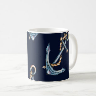 Mug Aquarelle Ancres Bleu Nuit
