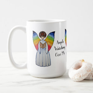 Mug Aquarelle Angel Avec Arcs-En-Ciel Lire Un Livre
