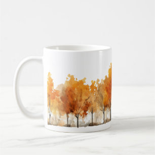 Mug Aquarelle Arbres d'automne dans une rangée