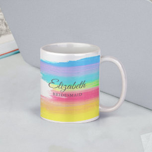 Mug Aquarelle arc-en-ciel Belle Mariage Bridesmaid