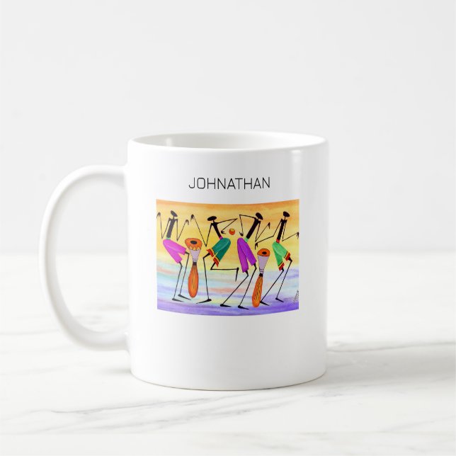 Mug Aquarelle, Art Africain, Exprimer Le Bonheur (Gauche)