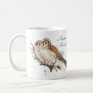 Mug Aquarelle Art Birding Kestrel Couple