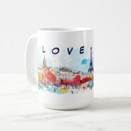 Mug Aquarelle Art J'aime Paris Tour Eiffel Travel