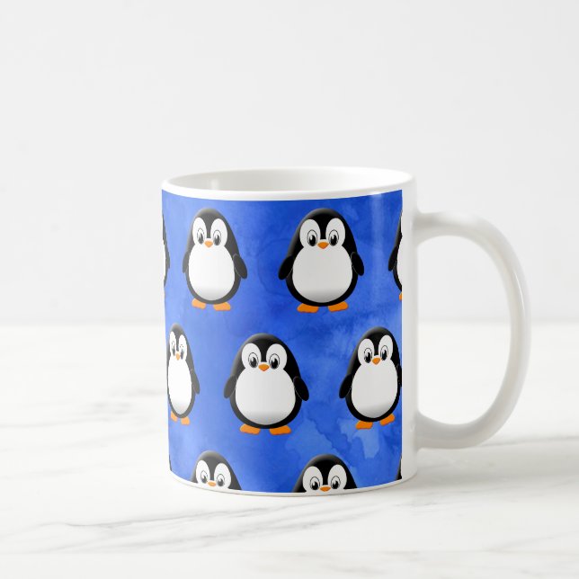 Mug Aquarelle bleu Pingouin Cute (Droite)