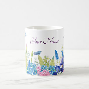 Mug Aquarelle bleu violet esthétique florale