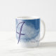 Mug Aquarelle bleue avec nom et initiale (monogramme) (Devant droit)