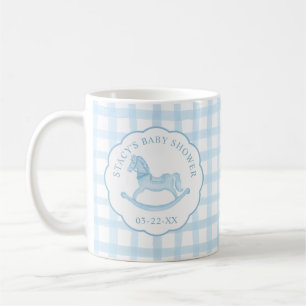 Mug Aquarelle bleue En vichy Baby shower à Cheval Roch