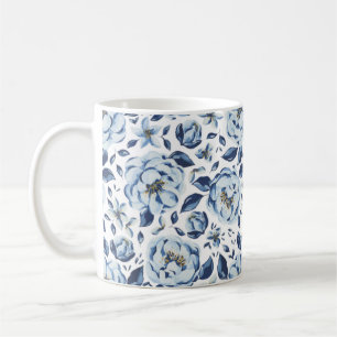 Mug Aquarelle bleue motif floral