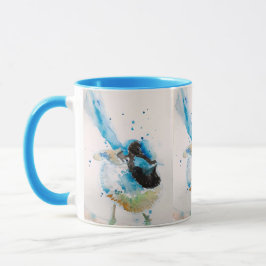 Mug Aquarelle bleue Wren Peinture des oiseaux australi