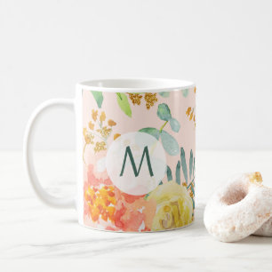 Mug Aquarelle Blush Floral Gold Parties scintillant Mo