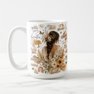 Mug Aquarelle bohème chic d'affirmation florale édifia
