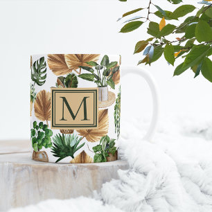 Mug Aquarelle Boho Maison intérieure Plantes Monogramm