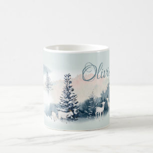 Mug Aquarelle Bois Chèvres d'hiver