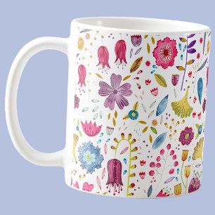 Mug Aquarelle Botanique Fleur sauvage Peinture de haie