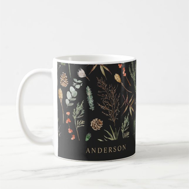 Mug Aquarelle botanique floral moody noir moderne (Gauche)
