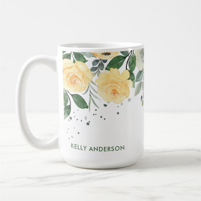 Mug Aquarelle botanique monogrammée tendance (Gauche)
