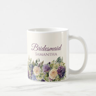 Mug Aquarelle Bouquet-Fleur pourpre-Bridesmaid cadeaux