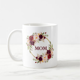 Mug Aquarelle Bourgogne Floral Gold Maman
